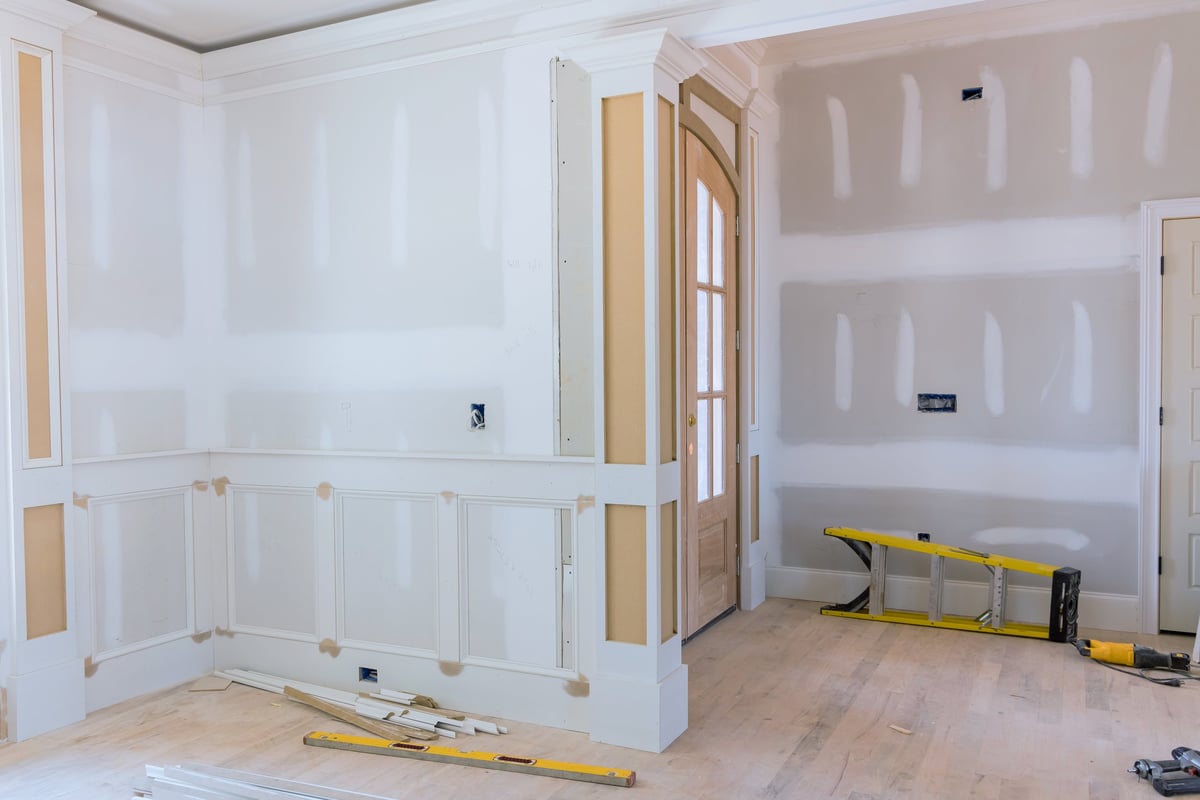 Construction building industry new home construction interior drywall tape a new home before installing