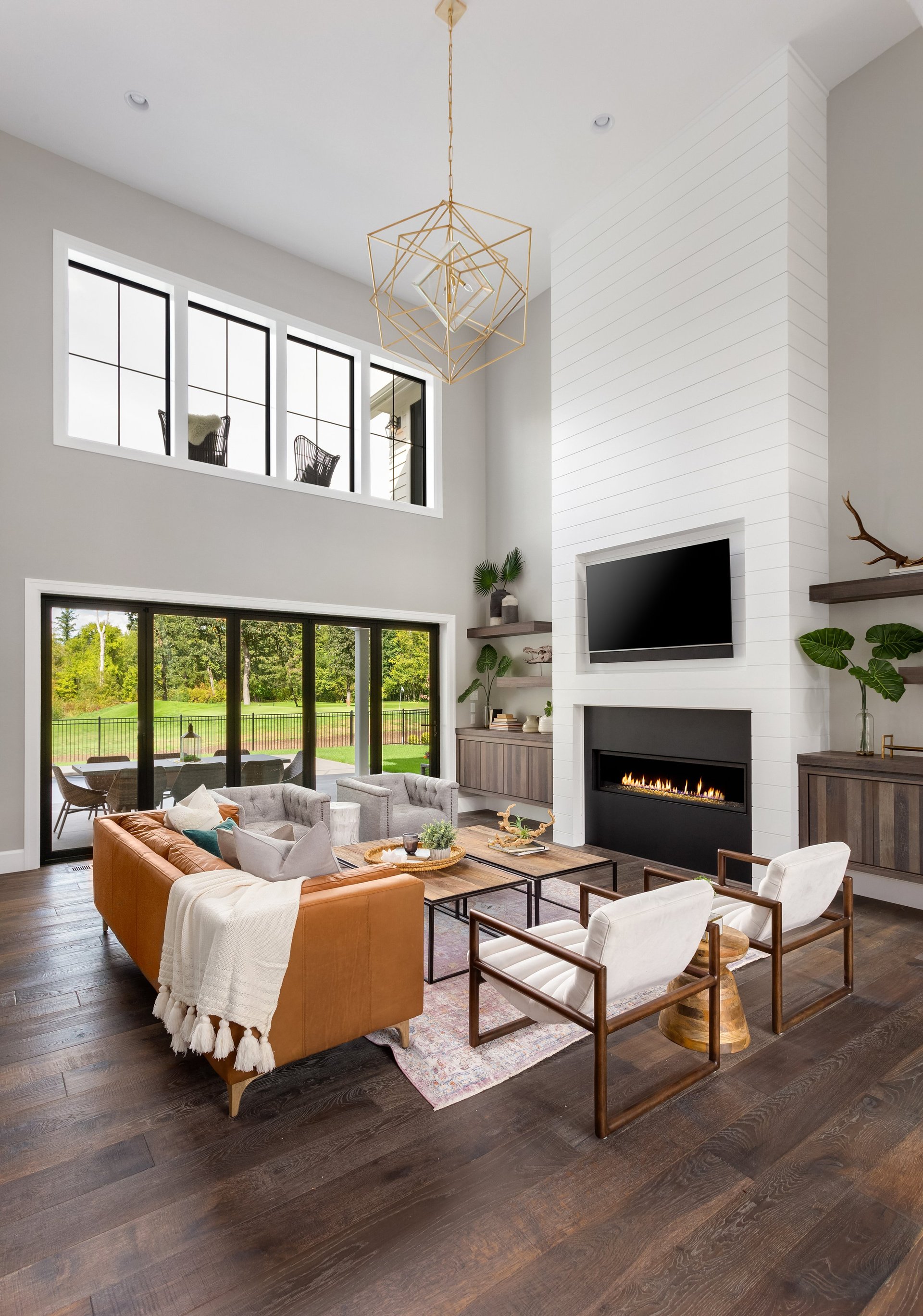 Living room in newly constructed luxury home