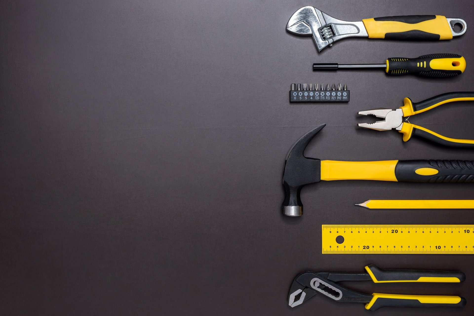 Various hand tools for build and repairing